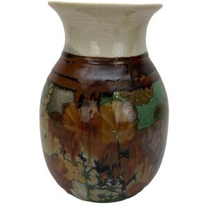 Vtg Apple Lane Studio Art Pottery Vase Abstract Floral Artist‎ Bill Nagengast